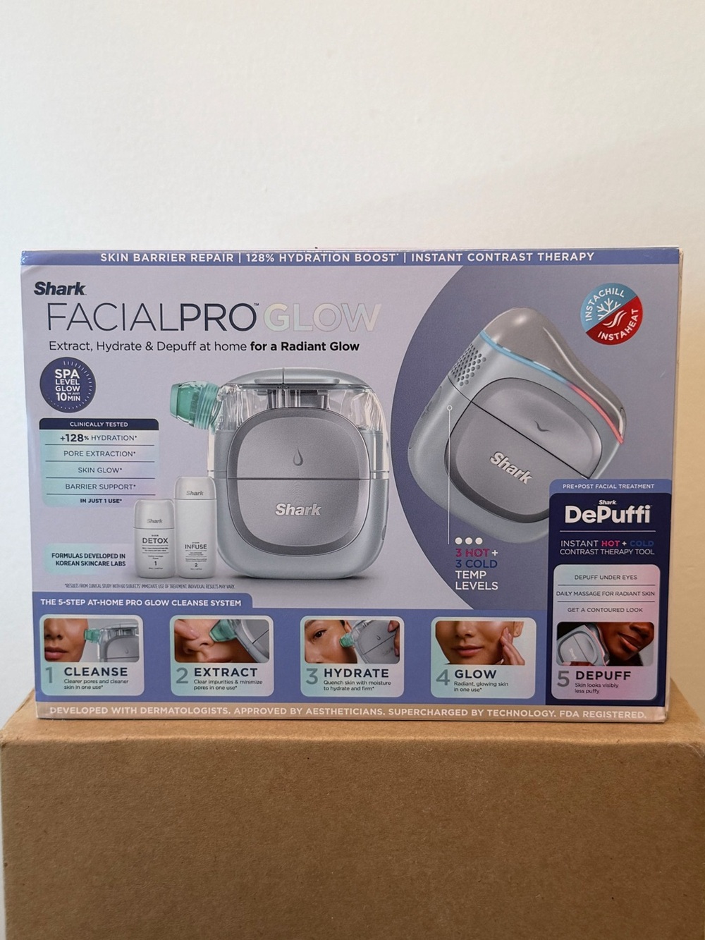 SHARK Shark FacialPro Glow & Depuff At-Home Hydrating Facial System NEW SEALED